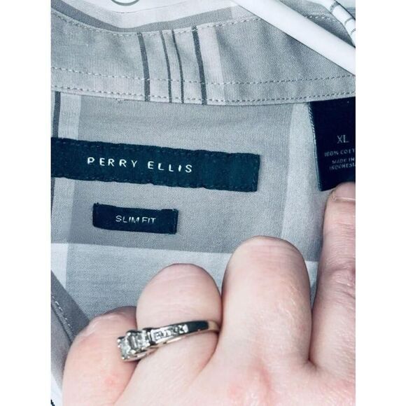 Perry Ellis Men’s XL Slim Fit Classic Button Down Long Sleeve Plaid Casual Shirt - Picture 6 of 9